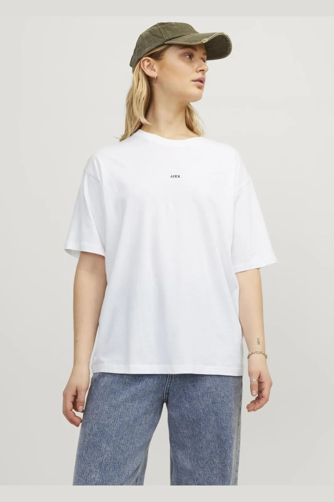 Jjxx Jxandrea Loose Ss Logo Tee 3861156 Bright White Black Logo