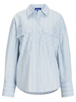 Outlet Jjxx Jxava Poplin Ls O-Size Pock Shirt Ln 4652390 Cashmere Blue Striped