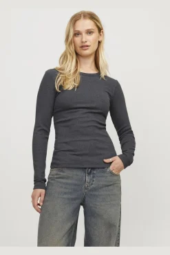 Best Jjxx Jxfreya Str Ls Rib Tee 4512554 Dark Grey Melange