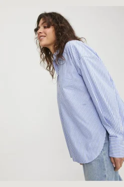 Online Jjxx Jxjamie Ls Relaxed Poplin Shirt 4101689 Navy Blazer Stripes