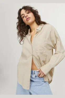 New Jjxx Jxjamie Ls Rlx Linen Blend Shirt Sn 4388900 Cement