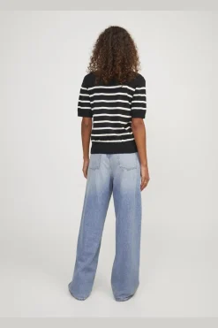 Clearance Jjxx Jxlayla Comfy Ss Knit 4480602 Black /Vanilla Ice