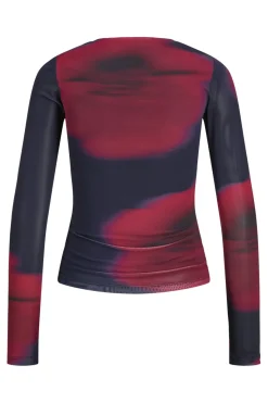 New Jjxx Jxmelia Ls Mesh Top Sn 4856875 Maritime Blue Flower