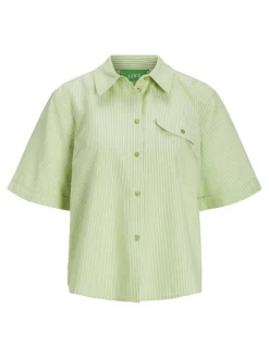 Hot Jjxx Jxsiva Oxford Ss Pocket Shirt 4662403 Parrot Green Blanc De Blanc