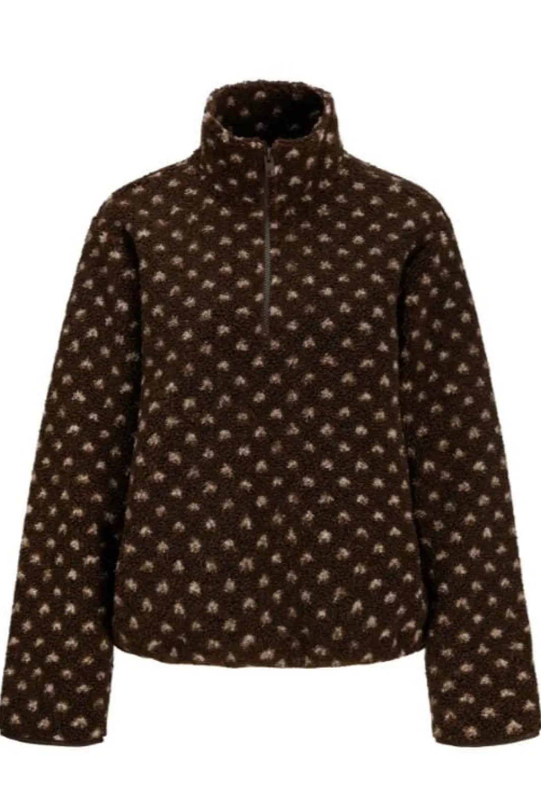 Jjxx Jxvera Half Zip Teddy Jacket 5034468 Bracken Petit Dot Off White
