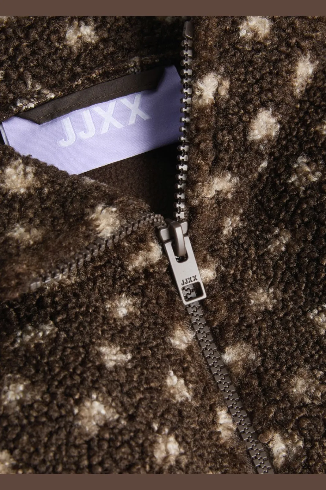 Jjxx Jxvera Half Zip Teddy Jacket 5034468 Bracken Petit Dot Off White