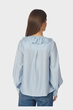 Outlet Neo Noir Katarina Crepe Ruffle Blouse 166497 145