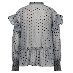 Online Co´Couture Katinkacc Dot V-Frill Blouse 35560 138 Light Grey