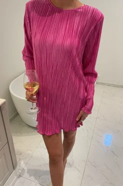 Best BYIC Kellyic Plissé Dress Fuchsia Pink