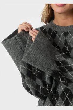 Best Neo Noir Kick Check Knit Blouse 165204 132