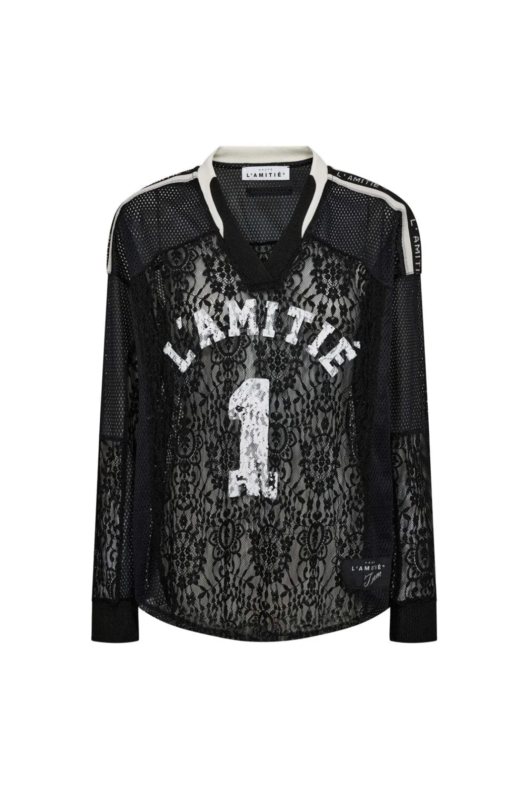 Best Haute L'Amitié Lace Football V- Blouse HL10468 Black