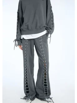 Rotate Lacing Sweatpants 1143891205 1205 Gray Pinstripe