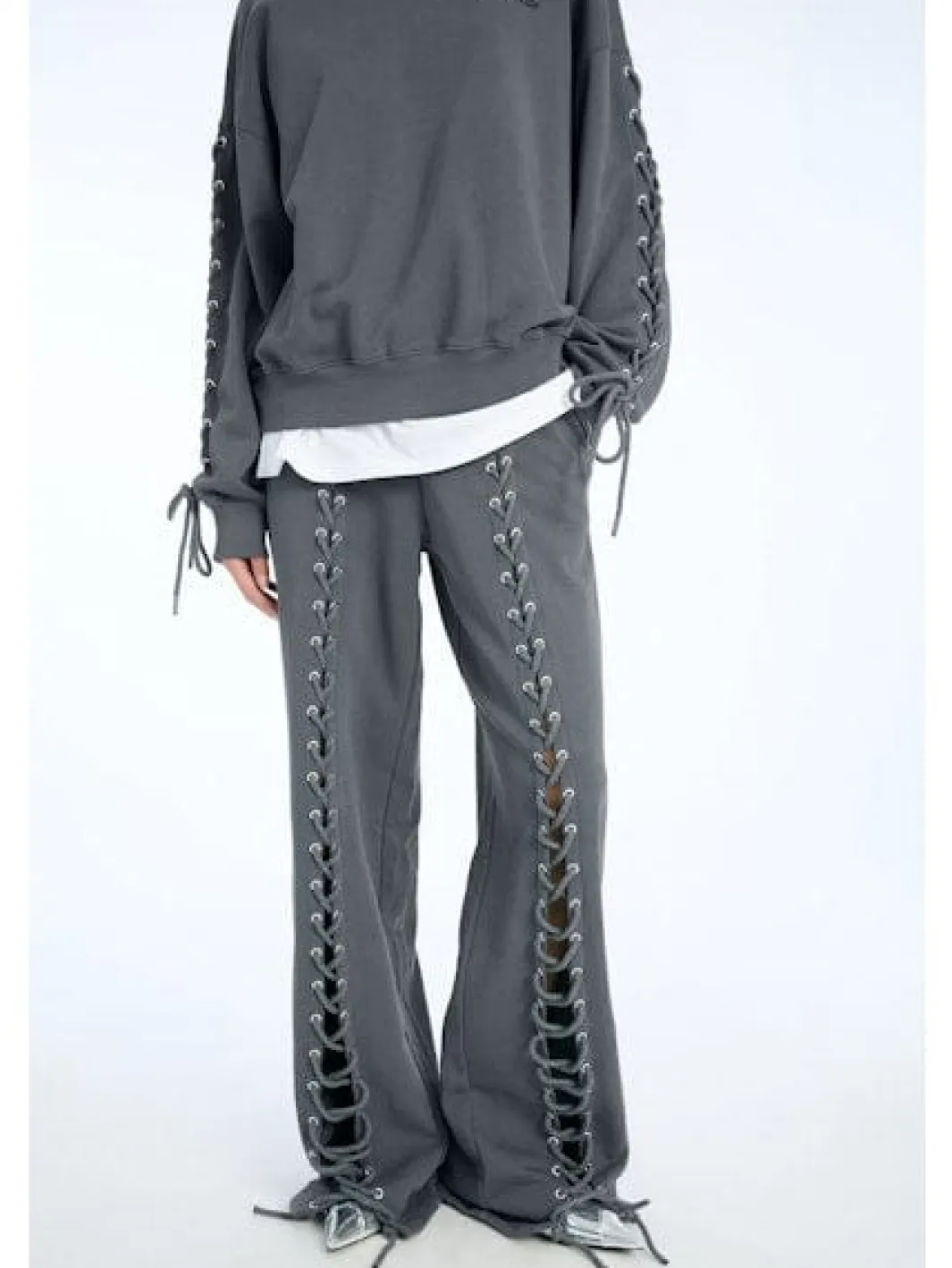 Rotate Lacing Sweatpants 1143891205 1205 Gray Pinstripe