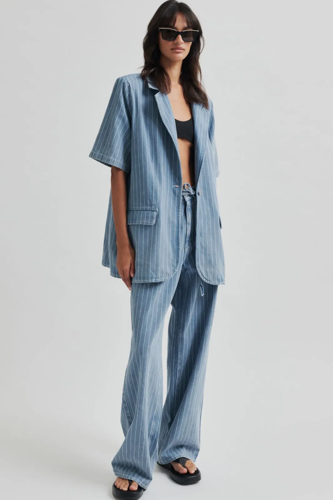Online Second Female Layne SS Blazer 59762 Light blue denim 5996