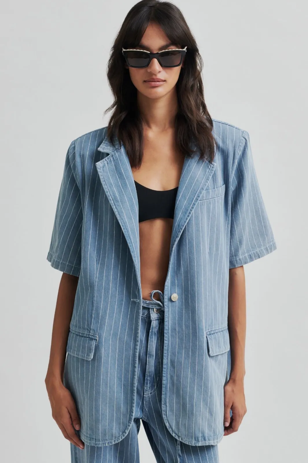 Online Second Female Layne SS Blazer 59762 Light blue denim 5996