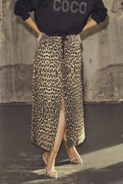 Online Co´Couture Leocc Denim Slit Skirt 34110 16 Khaki