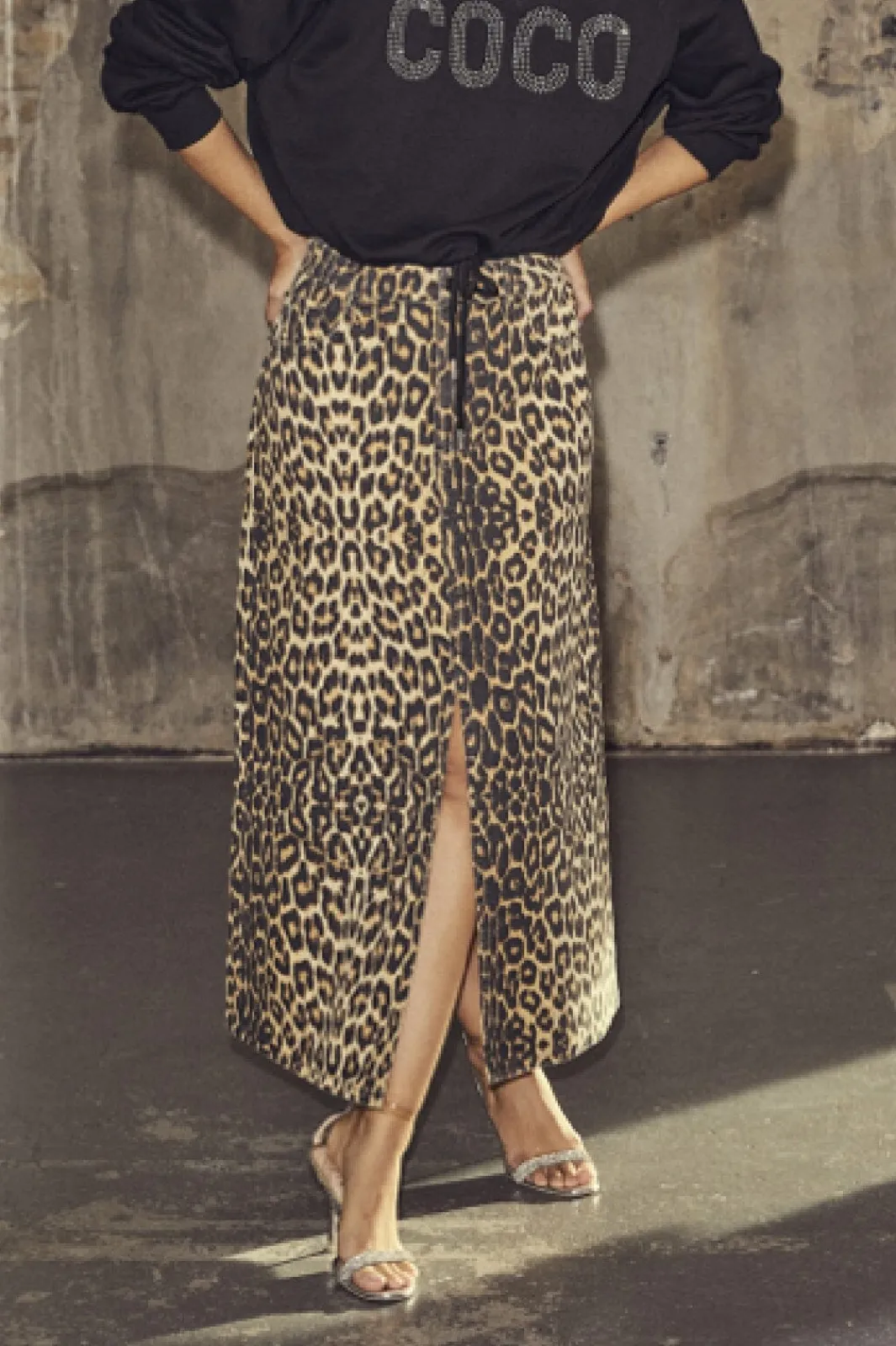 Online Co´Couture Leocc Denim Slit Skirt 34110 16 Khaki