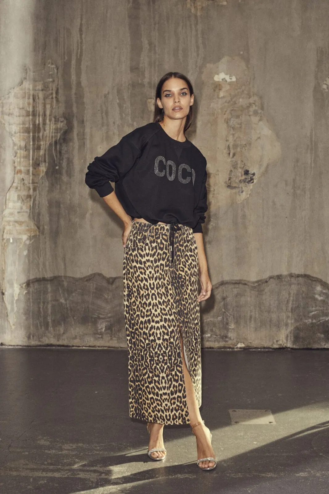 Online Co´Couture Leocc Denim Slit Skirt 34110 16 Khaki