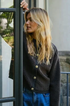 Online Neo Noir Limo Fluffy Knit Cardigan 161963 132