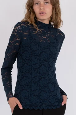 Best Neo Noir Liza Laceflower Blouse Navy