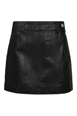 New Haute L'Amitié Loreen Leather Skirt HL10443 Black