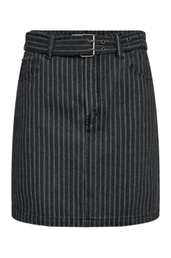 New Haute L'Amitié Lou Stripe Belt Skirt HL10174 Dark Grey