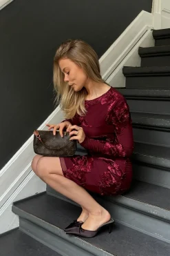 New BYIC Majaic Mesh Dress A23773 Bordeaux