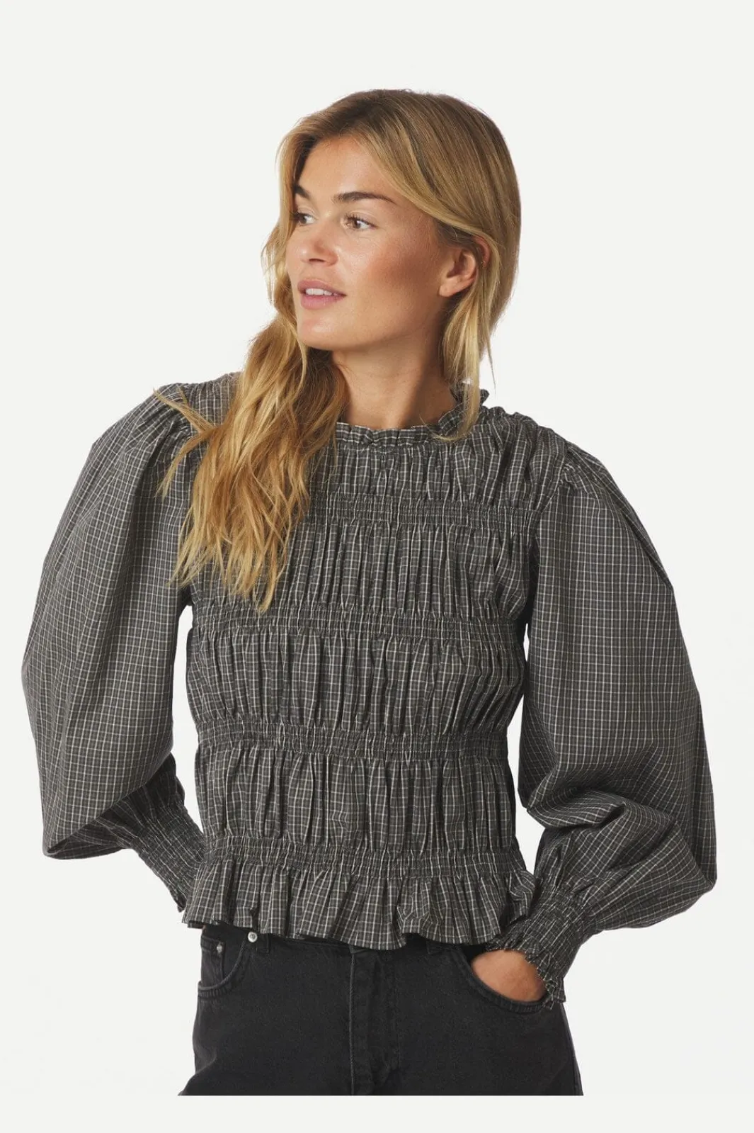 Discount Neo Noir Marcia Check Blouse 166893 132