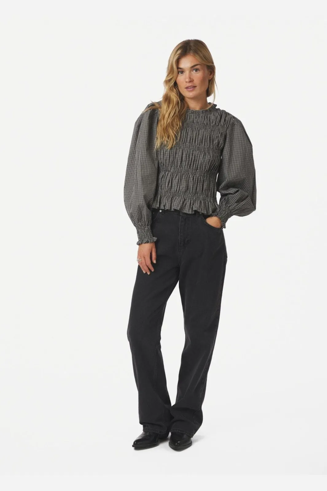 Discount Neo Noir Marcia Check Blouse 166893 132