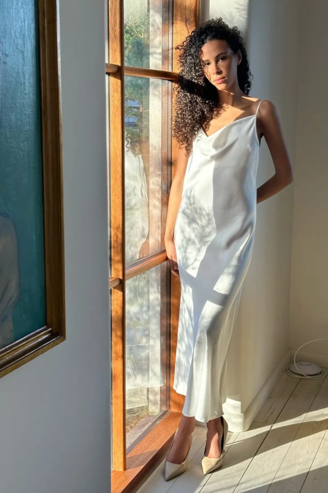 Online Neo Noir Marina Heavy Sateen Dress White