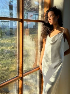 Online Neo Noir Marina Heavy Sateen Dress White