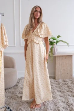 Hot BYIC Marthaic Maxi Dress A23935 Yellow Flower Print