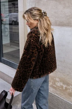 Hot Neo Noir Melodie Leo Faux Fur Jacket Dark Brown
