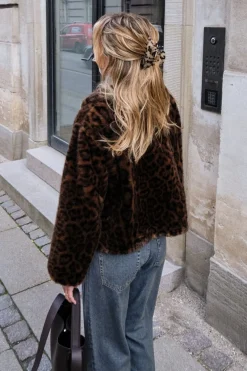 Hot Neo Noir Melodie Leo Faux Fur Jacket Dark Brown