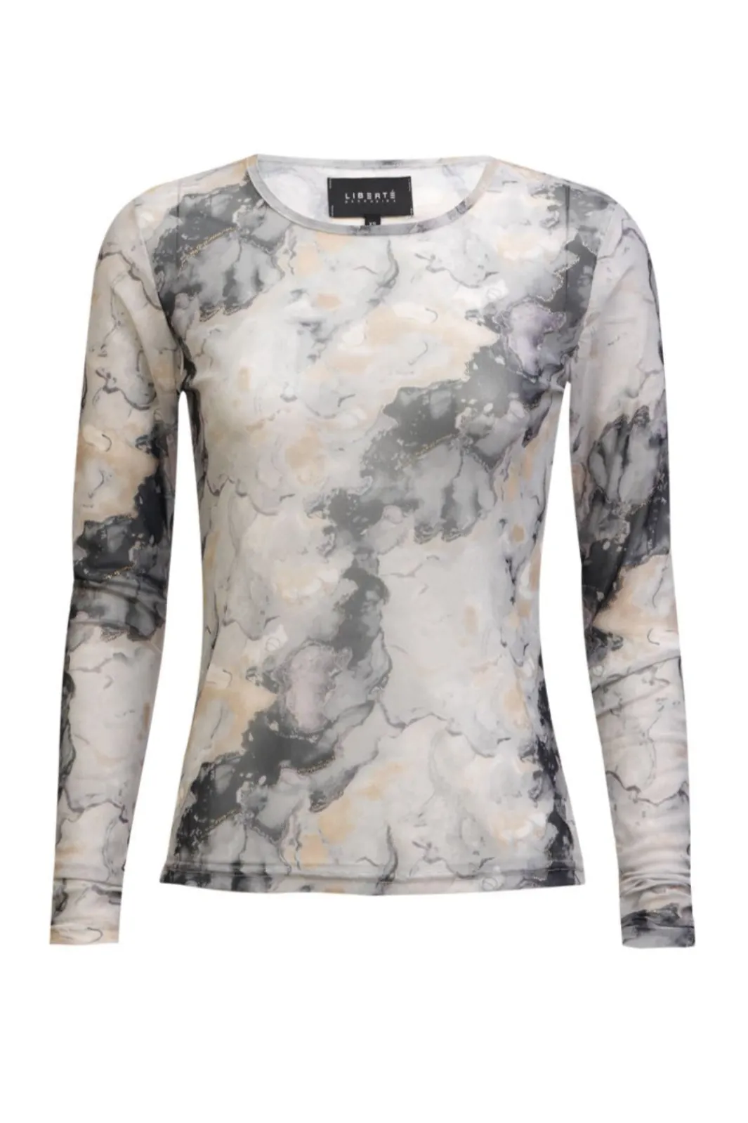 Outlet Liberte Mesh Ls Tshirt 22065 Black Grey Marble