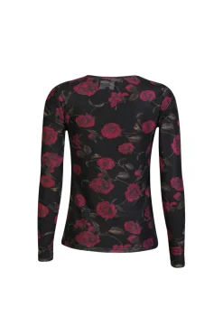 Clearance Liberte Mesh Ls Tshirt 22065 Black Pink Rose