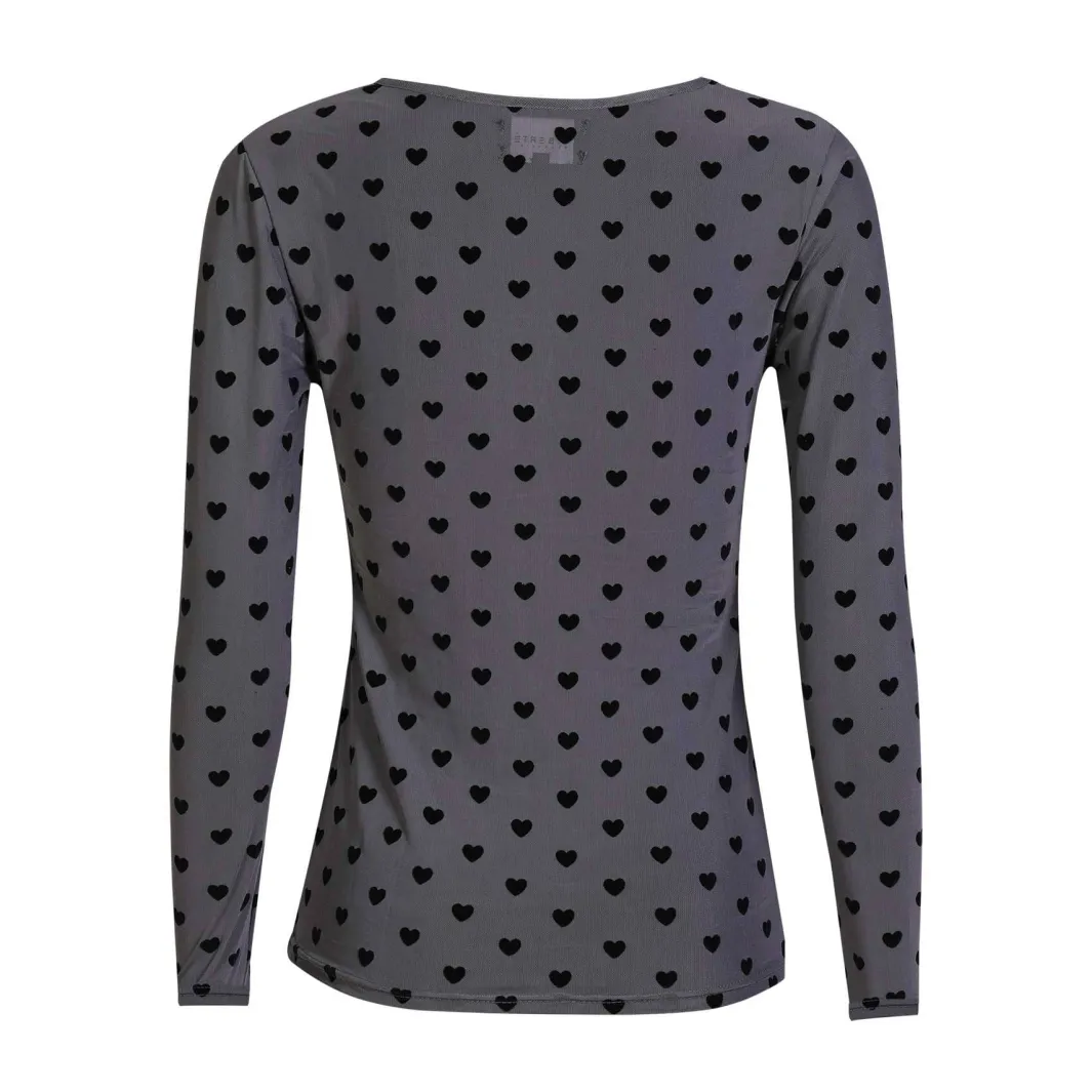Discount Liberte Mesh Ls Tshirt 22065 Grey Black Flock Heart