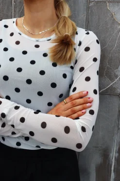 Liberte Mesh Ls Tshirt 22065 White Black Big Dot