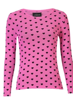 Hot Liberte Mesh Ls Tshirt 22065 Pink Black Flock Heart