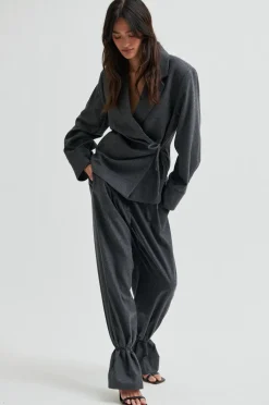 Outlet Second Female Milea Wrap Shirt 60267 7003 Dark grey melange