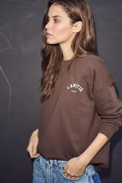 Hot Haute L'Amitié Mini Curve Logo Sweat HL10022 Mocca