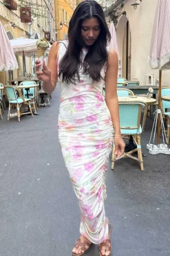 BYIC Miraic Mesh Dress A23631 Pink Flower Blush Print