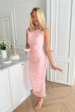 Online BYIC Miraic Mesh Dress A23631 Light Pink Floral