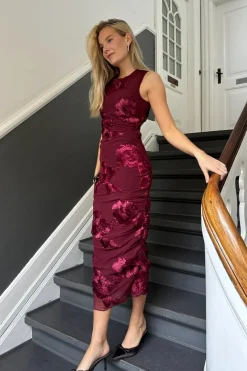 Discount BYIC Miraic Mesh Dress A23766 Bordeaux