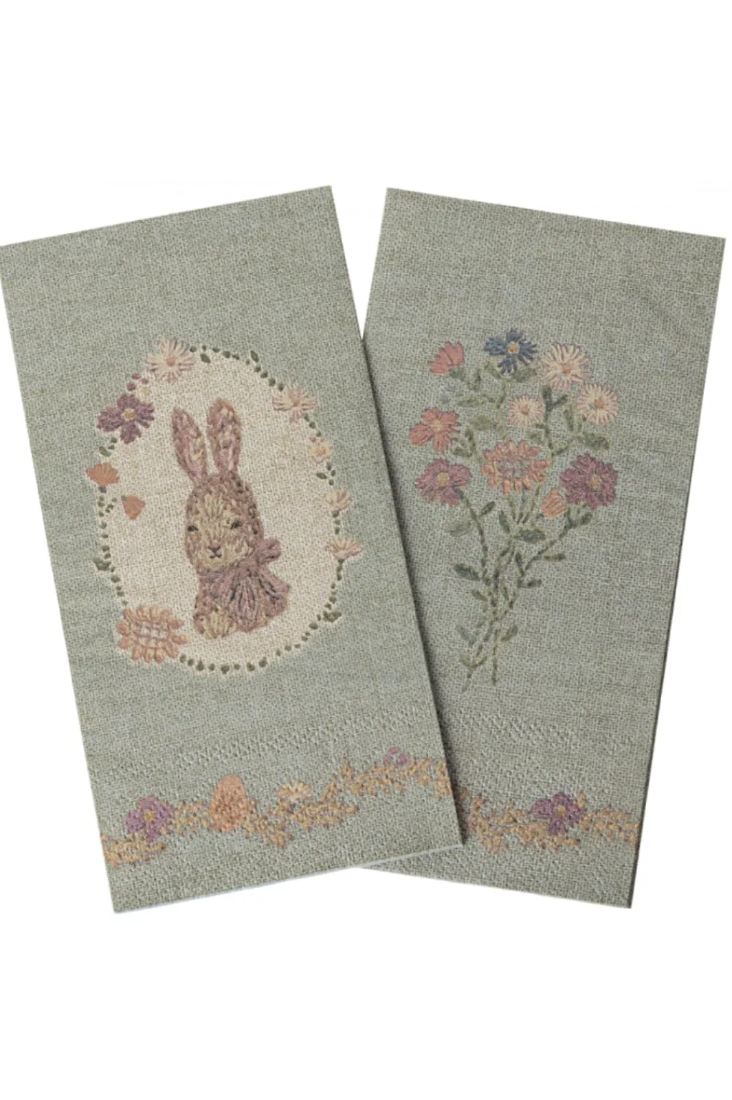 Hot Maileg Napkin, Lapin De Pâques Green/Rose
