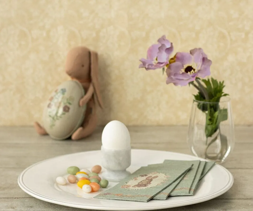 Hot Maileg Napkin, Lapin De Pâques Green/Rose