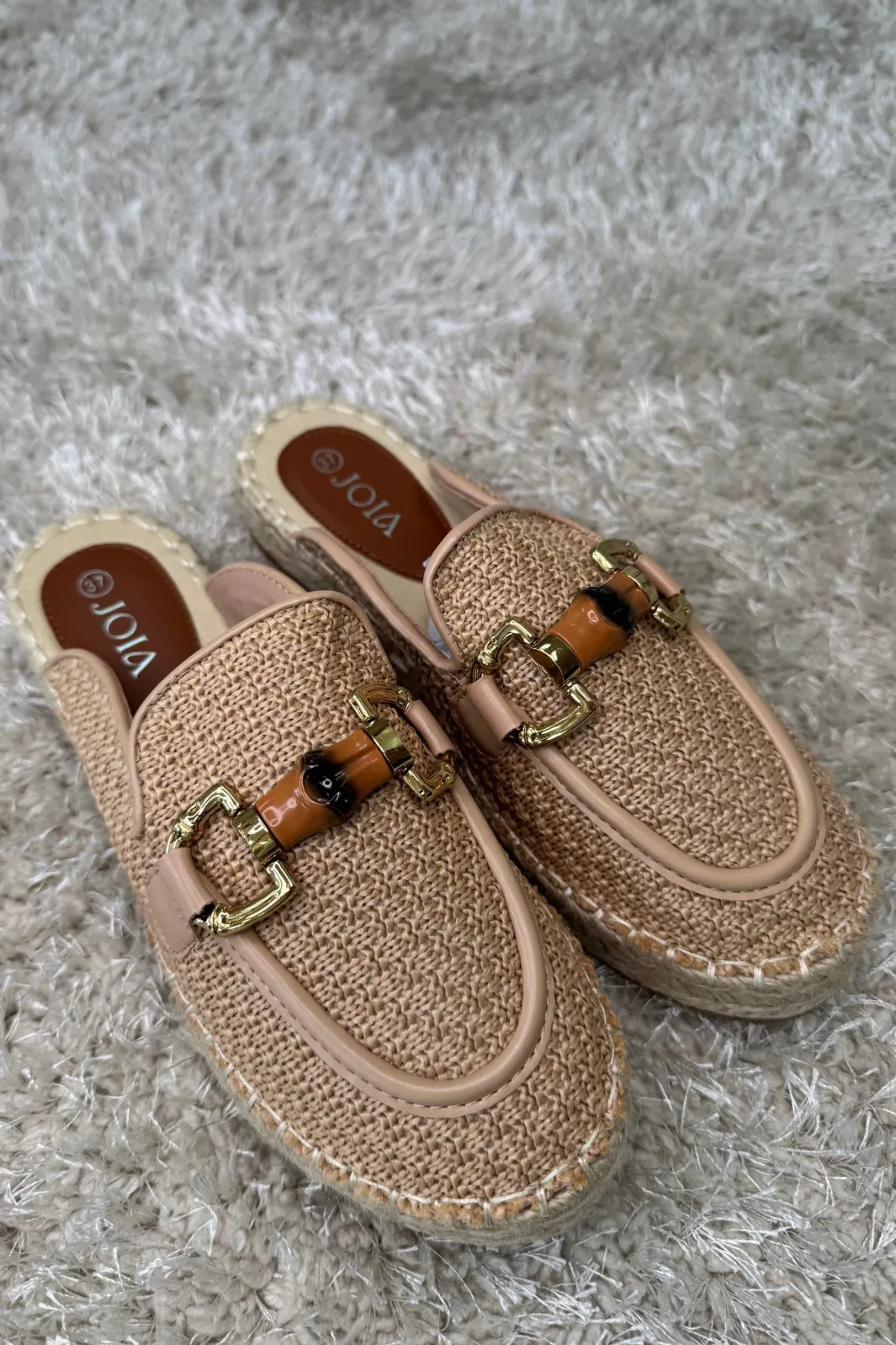 Clearance Bloom Narcissus Platform Mules Taupe