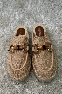 Clearance Bloom Narcissus Platform Mules Taupe