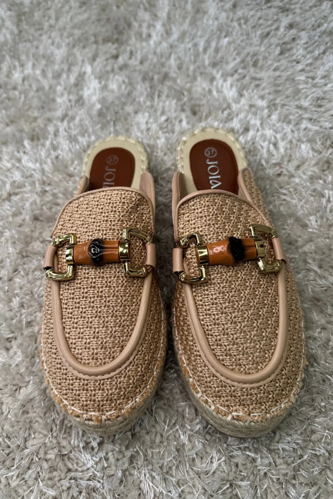 Clearance Bloom Narcissus Platform Mules Taupe