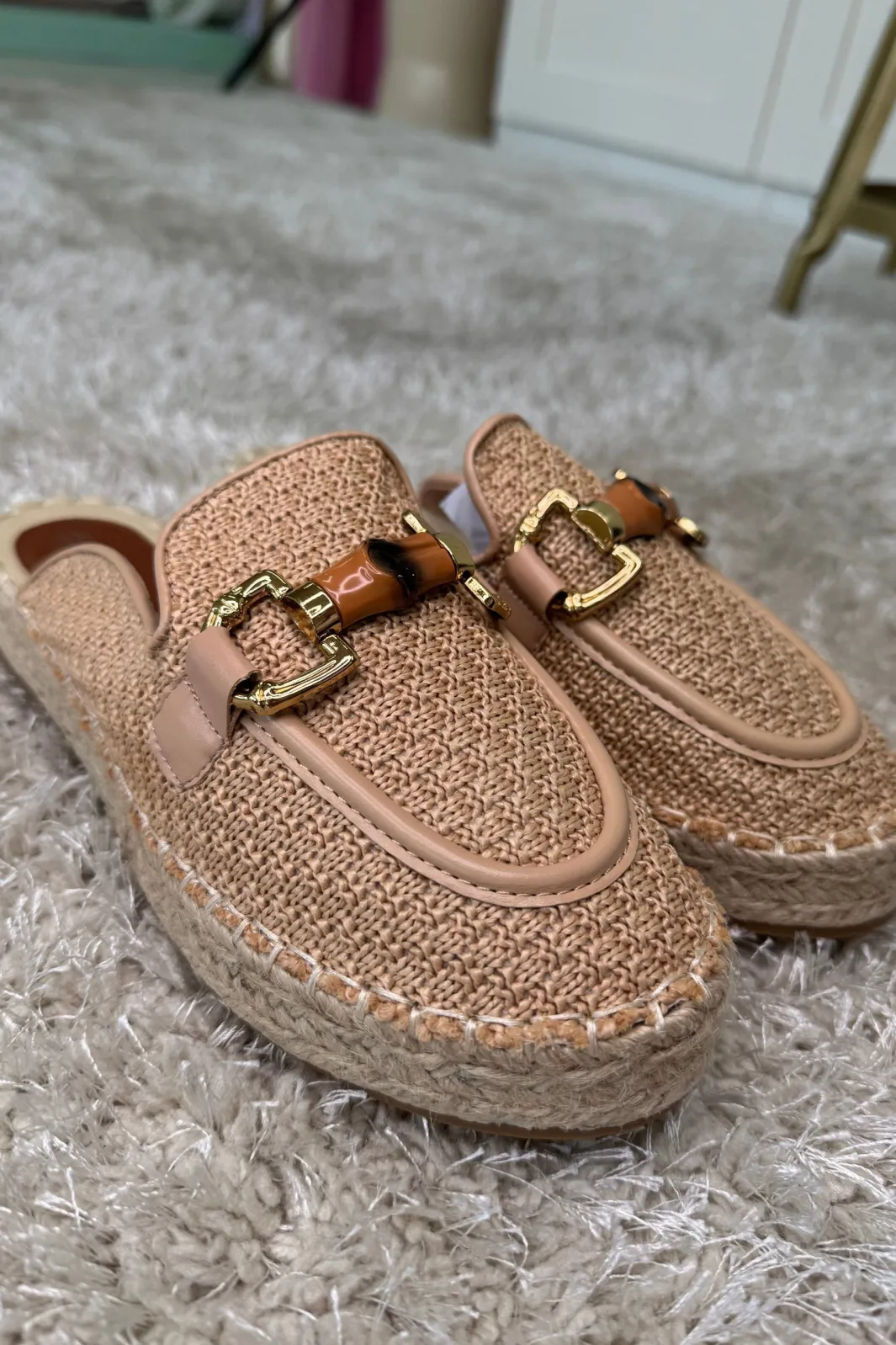Clearance Bloom Narcissus Platform Mules Taupe